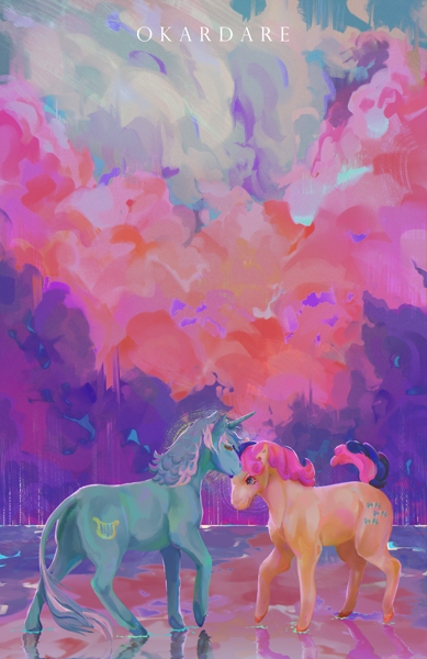 **Where the clouds meet**
I wish I'd finished it sooner, but some things happened in my personal life, and I took a few days off.
I actually rarely do Pride Month drawings because I never have a clue what to draw. I'm left wondering if I should draw an oc or fan art, and it doesn't help that I usually already have other drawings on hand.
I decided Lyra and Bonbon because I personally find them very cute. I don't know if it's the style or the colors, but they look really cute together.
I hope you like it, and the colors and contrasts aren't a complete disaster lol